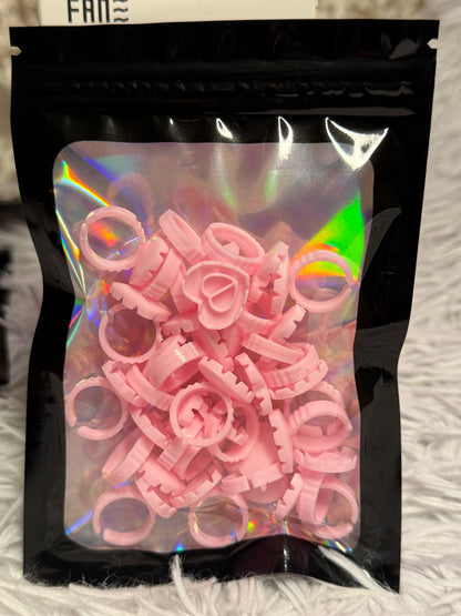 Pink heart glue rings