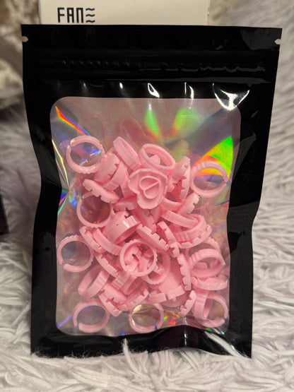 Pink heart glue rings